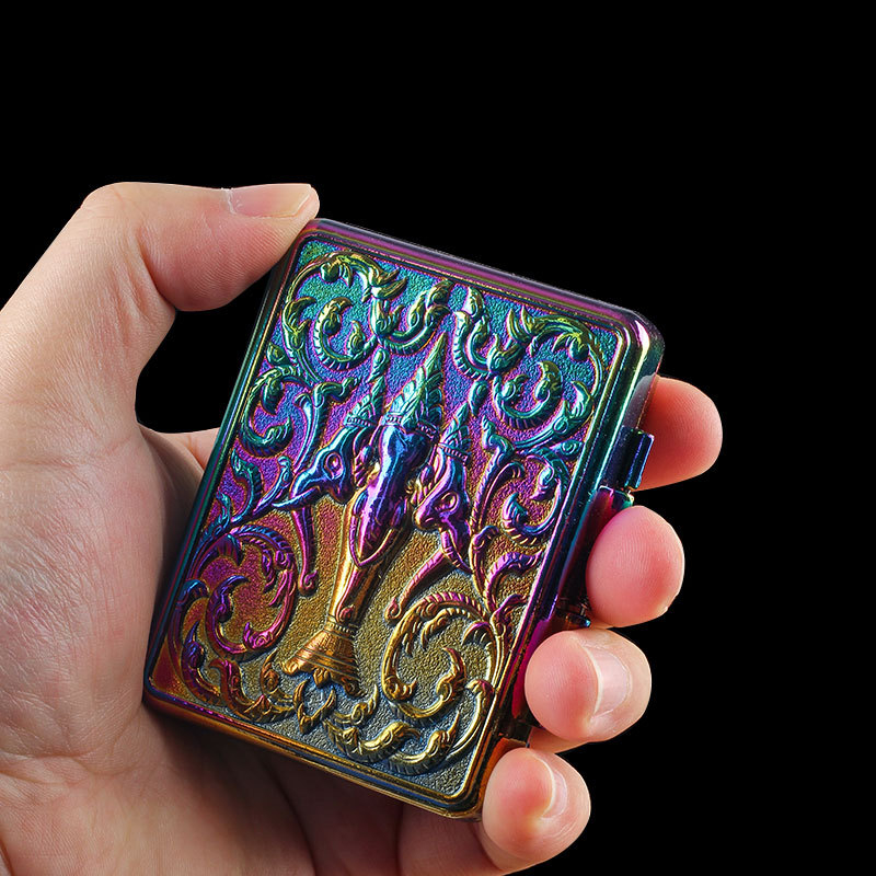 Релефна кутия за цигари с изображение на слон, винтидж, 14 броя, преносима тотемна кутия за цигари за мъже, персонализиран креативен метален цигаретник