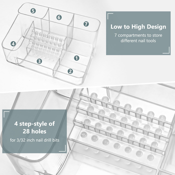 Küünelaua plastist hoiukast Multifunktsionaalne hoiukast Küünesalongi hoiukast Valge veski hoiukast