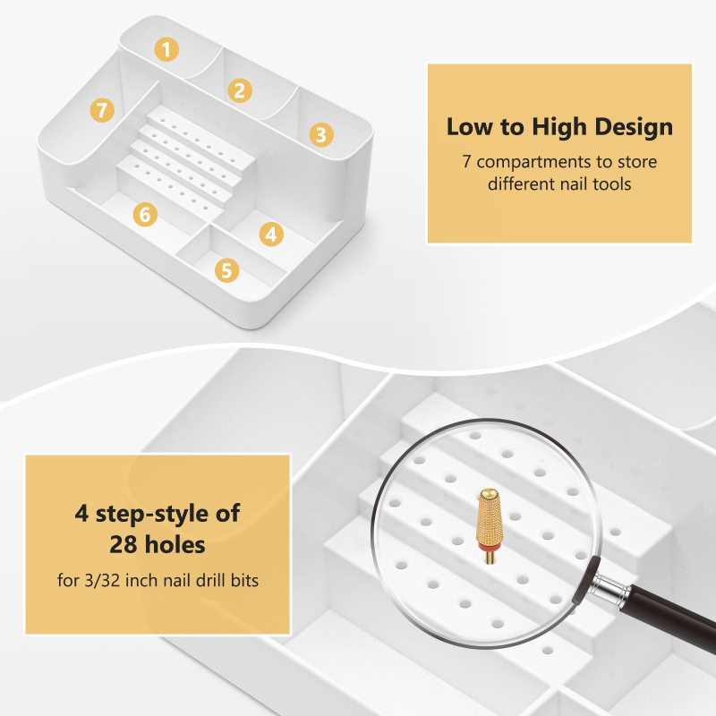 Küünelaua plastist hoiukast Multifunktsionaalne hoiukast Küünesalongi hoiukast Valge veski hoiukast