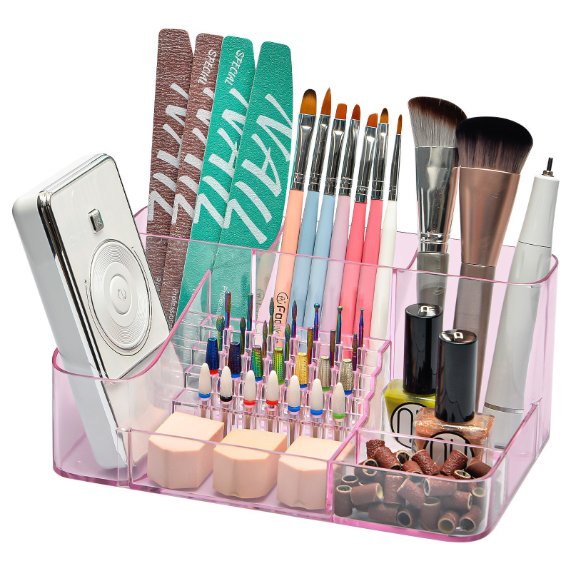 Küünelaua plastist hoiukast Multifunktsionaalne hoiukast Küünesalongi hoiukast Valge veski hoiukast