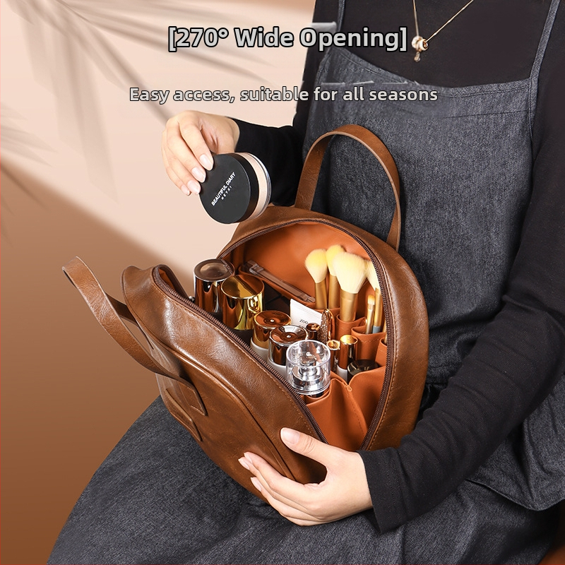 2025 Nová olejovo-vosková kožená retro kozmetická taška pre ženy, veľkokapacitná módna luxusná prenosná cestovná taška na starostlivosť o pleť