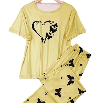 Ευρωπαϊκή και αμερικανική νέα πιτζάμα γυναικών καλοκαιρινό κοντομάνικο παντελόνι σέξι καρδιά casual κοστούμι εξαγωγής διασυνοριακό κοστούμι για το σπίτι