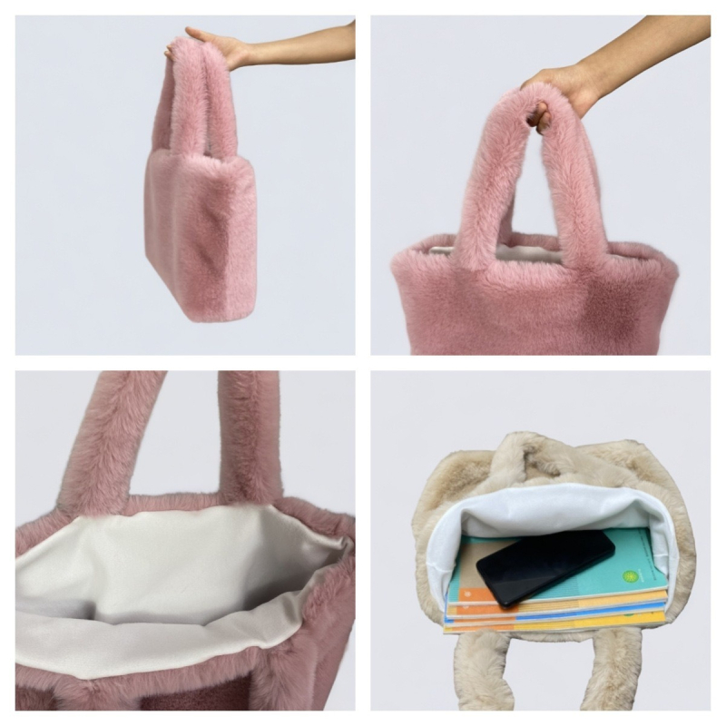 Χονδρική πώληση μεγάλης χωρητικότητας βελούδινη τσάντα Tote για γυναίκες το φθινόπωρο και τον χειμώνα, φορητή τσάντα ώμου Furry για χιαστί σώμα, απλή και ευέλικτη