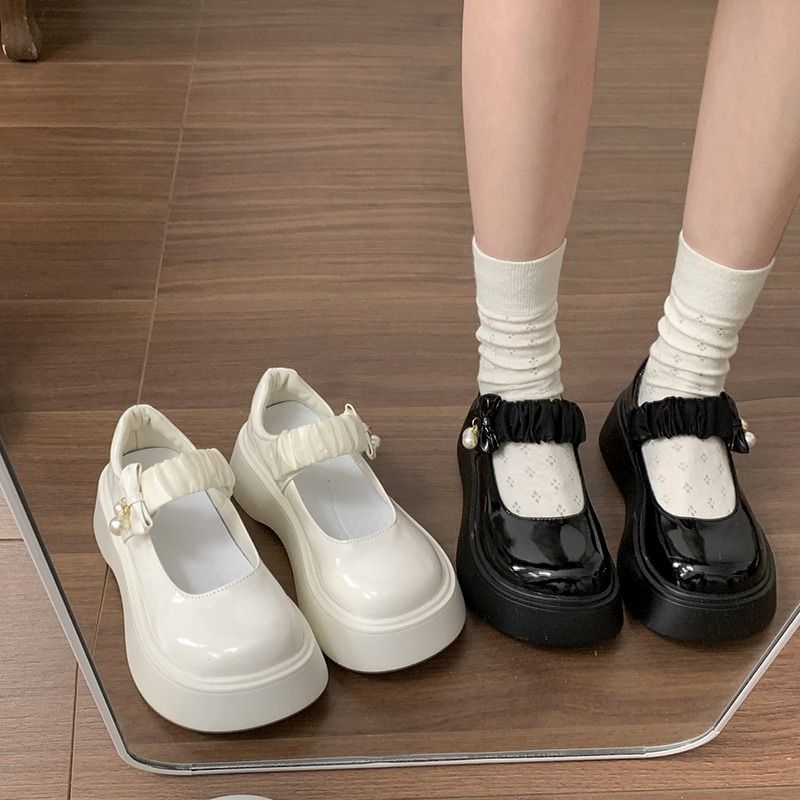 Дамски обувки от естествена кожа с дебела подметка на платформа, малки размери, JK Uniform Shoes, нови пролетни и универсални обувки Mary Jane за 2025 г.