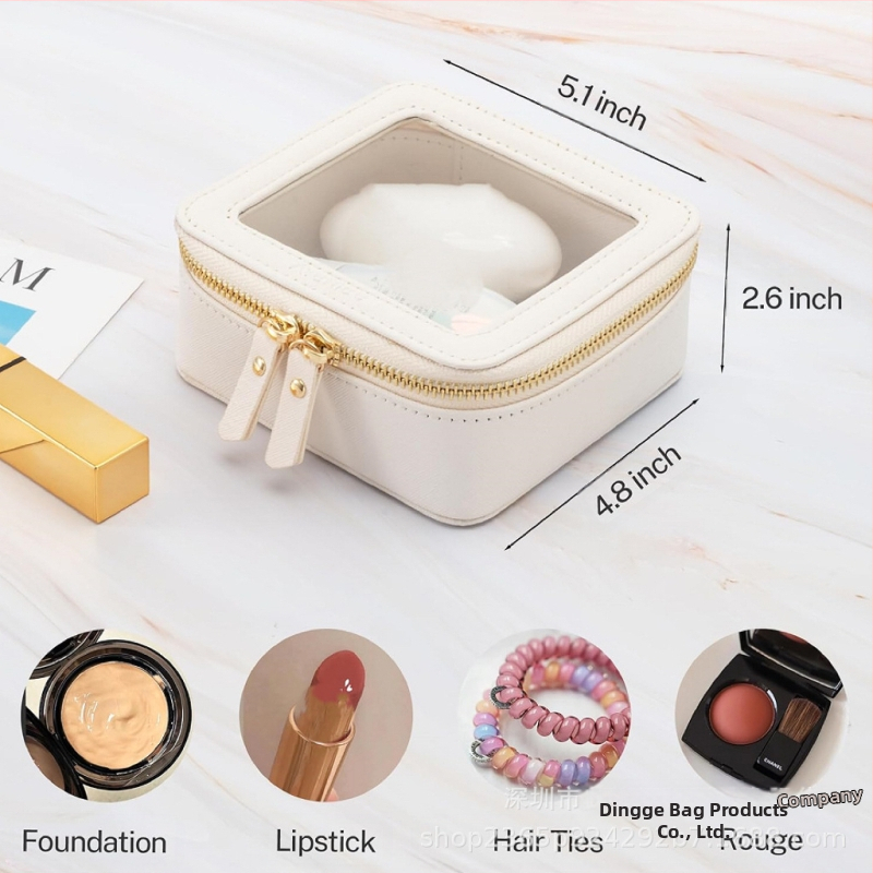 Mini priehľadná kozmetická taštička, roztomilé kožené puzdro na make-up, organizér na peňaženku, nevyhnutný organizér do auta