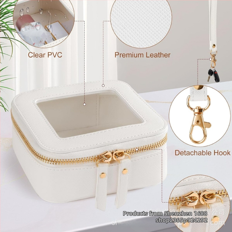 Mini priehľadná kozmetická taštička, roztomilé kožené puzdro na make-up, organizér na peňaženku, nevyhnutný organizér do auta