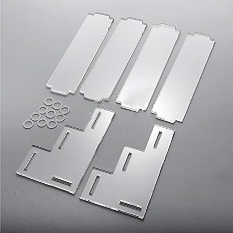 Caurspīdīgs akrila trīsslāņu kāpņu displeja statīvs, aklo kastīšu roku darbs, kēksiņu uzglabāšanas plaukts