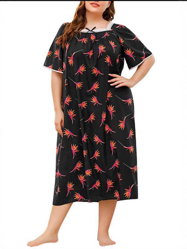 Zimska amazonska europska i američka ženska spavaćica s imitacijom pamuka, čipkastim šavovima, V-izrezom i dugim rukavima, duga haljina za kućnu odjeću za spavanje