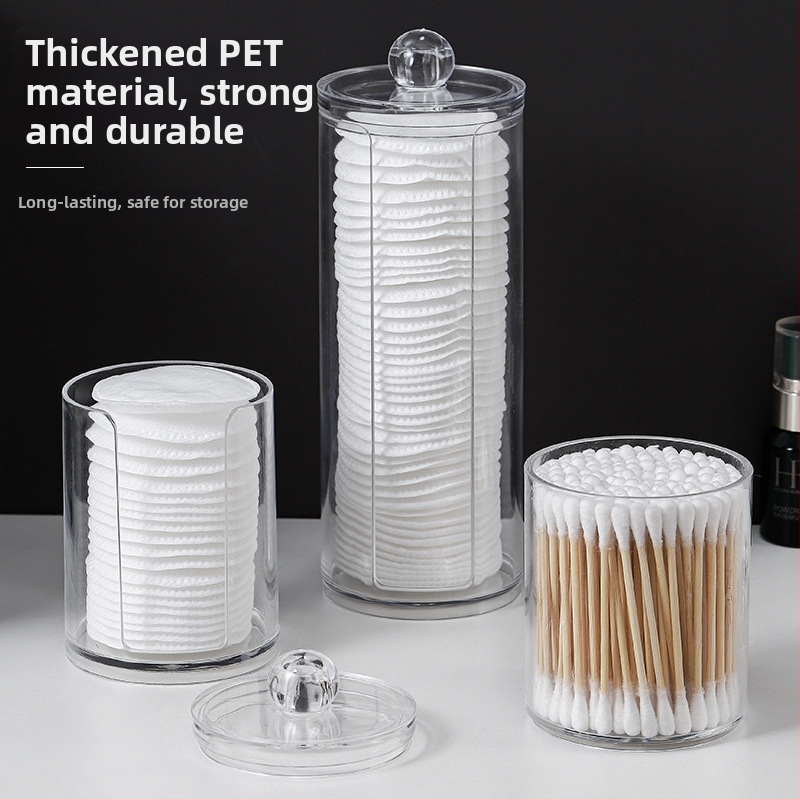 Dvojvrstvová okrúhla priehľadná úložná krabica na vatové tyčinky, domáca pracovná plocha, make-up, bavlnená krabica na špáradlá, veľká kapacita, kreatívne jednoduché vložky