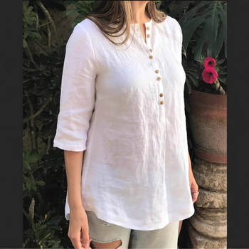 Piiriülene otsetarne 2022 Amazon AliExpress WISH puuvillast ja linasest ühevärviline ebakorrapärase äärega avatud toruga särk naistele