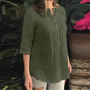 Piiriülene otsetarne 2022 Amazon AliExpress WISH puuvillast ja linasest ühevärviline ebakorrapärase äärega avatud toruga särk naistele