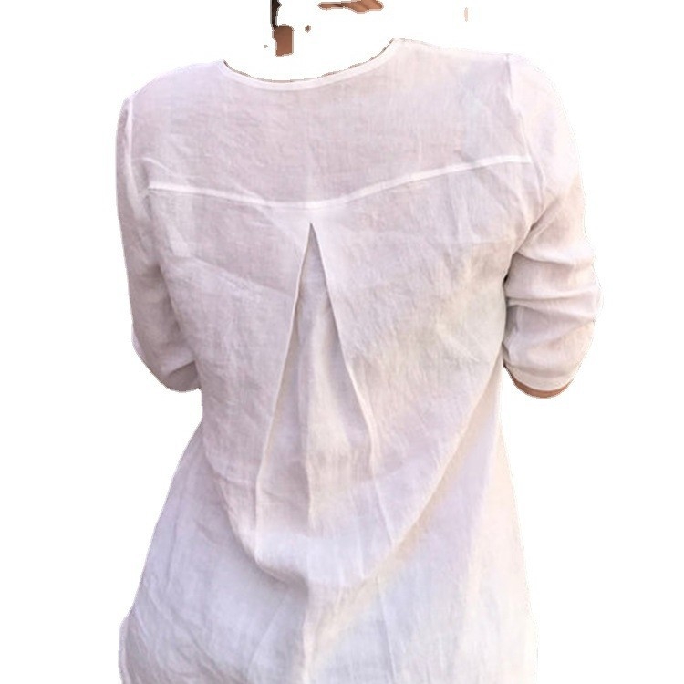 Piiriülene otsetarne 2022 Amazon AliExpress WISH puuvillast ja linasest ühevärviline ebakorrapärase äärega avatud toruga särk naistele