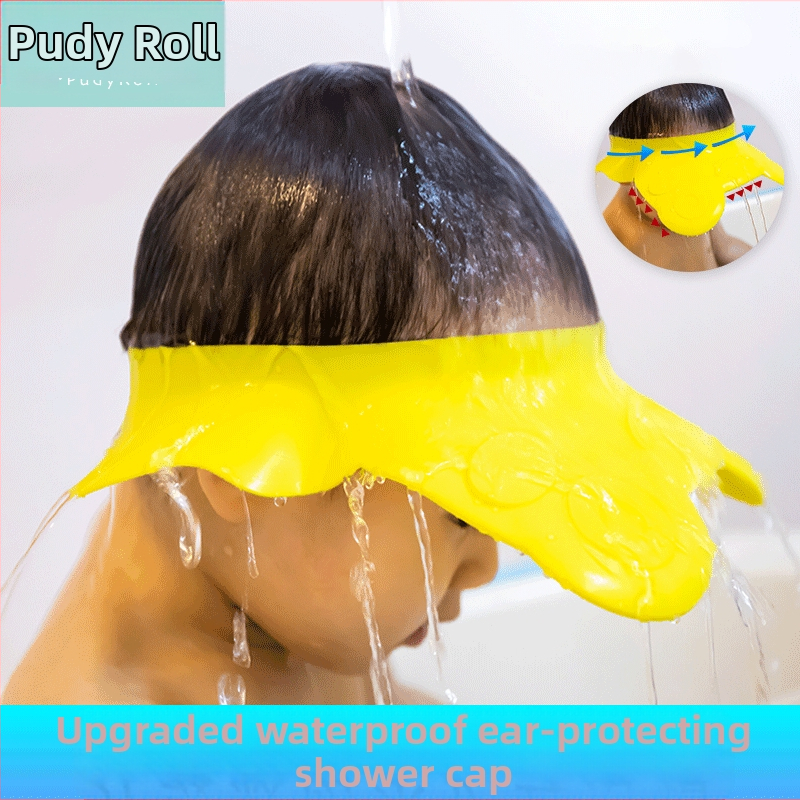 Детска шапка за душ, водоустойчива, защита за уши, силиконова, мека шапка за шампоан, бебешка силиконова шапка за душ, шапка за шампоан, бебешка шапка за душ
