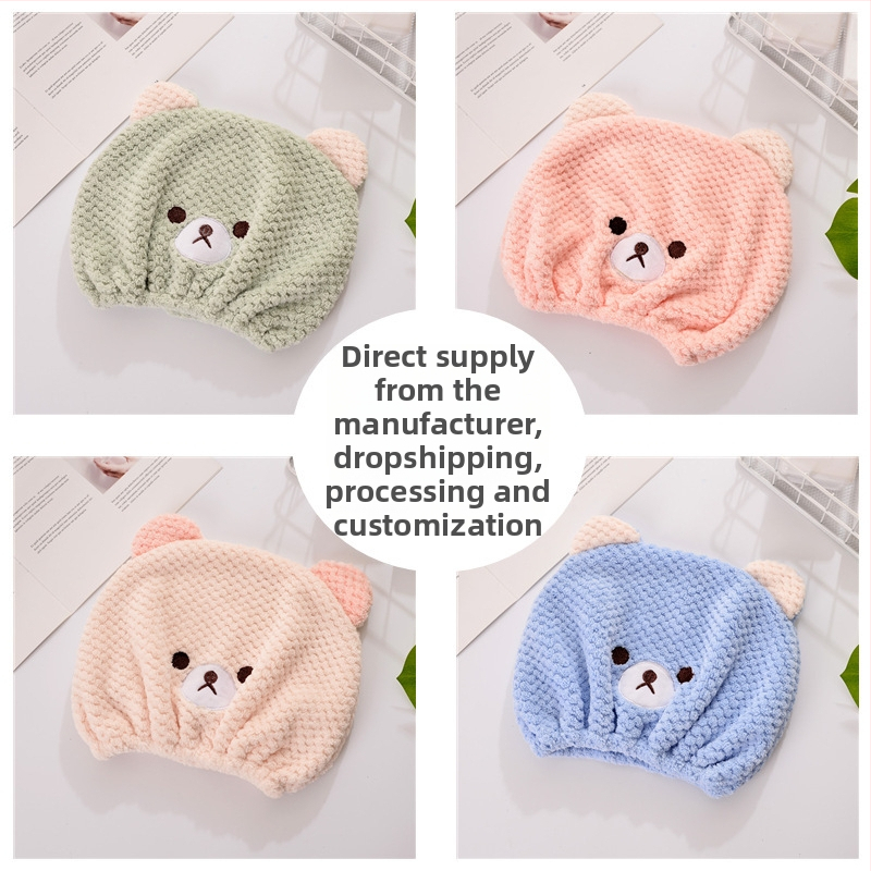 Sausų plaukų kepurė, miela Pietų Korėjos meškiuko dušo kepuraitė, minkšta, sugerianti sausų plaukų rankšluostis, eksportuojama kokybiška gamykla, sandėlyje, plaukų generavimas