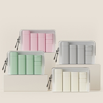 Piiriülene kuummüük Nordic Color Cosmetics pudelikomplekt reisišampoon, kreem, dušigeel, näokreem, väike tühi pudel