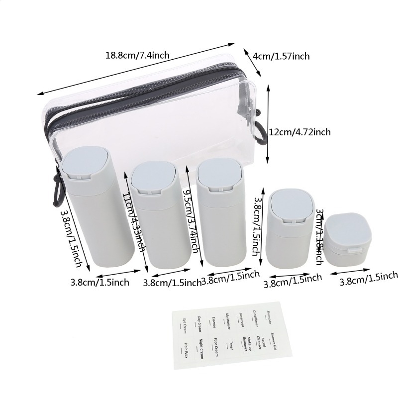 Tarpvalstybinis karšto pardavimo „Nordic Color Cosmetics“ buteliukų rinkinys, kelioninis šampūnas, losjonas, dušo želė, veido kremas, mažas tuščias buteliukas