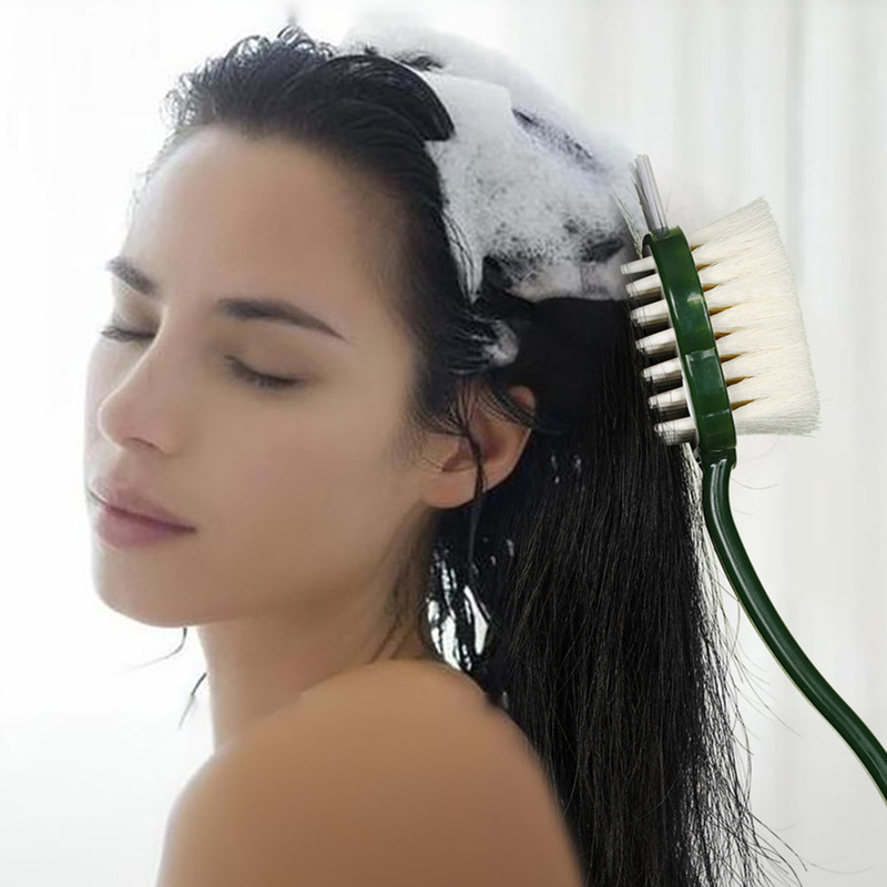 Πολυλειτουργική βούρτσα μπάνιου διπλής όψης, βούρτσα μπάνιου τριών σε ένα, βούρτσα μπάνιου με τριβή πλάτης, μακριά λαβή, μαλακή τρίχα, τεμπέλικη βούρτσα μπάνιου με μαλακή τρίχα