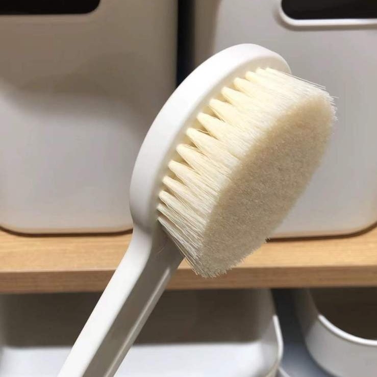 Четка за вана с мека четка за гръб, артефактна четка за вана с дълга дръжка, японска кална четка за вана за тяло, суха четка за възрастни, добра, противоплъзгаща се