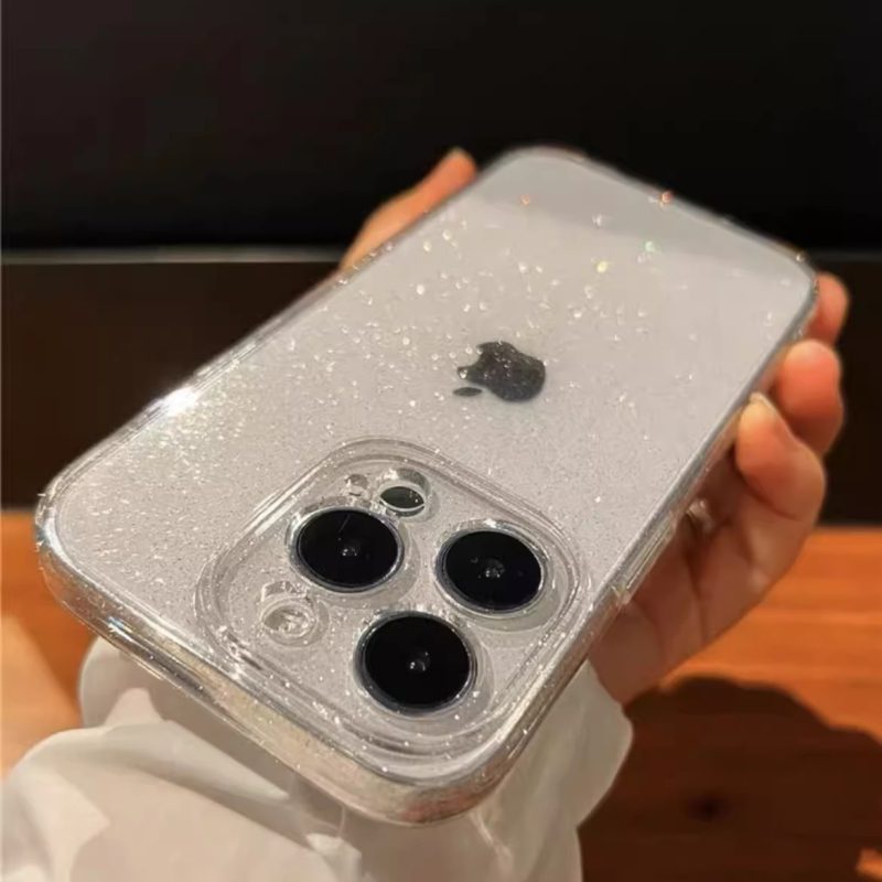 Csillaggal átszőtt csillámporos iPhone16proMax telefontok Advanced Sense Apple 15 átlátszó védőtok 13"