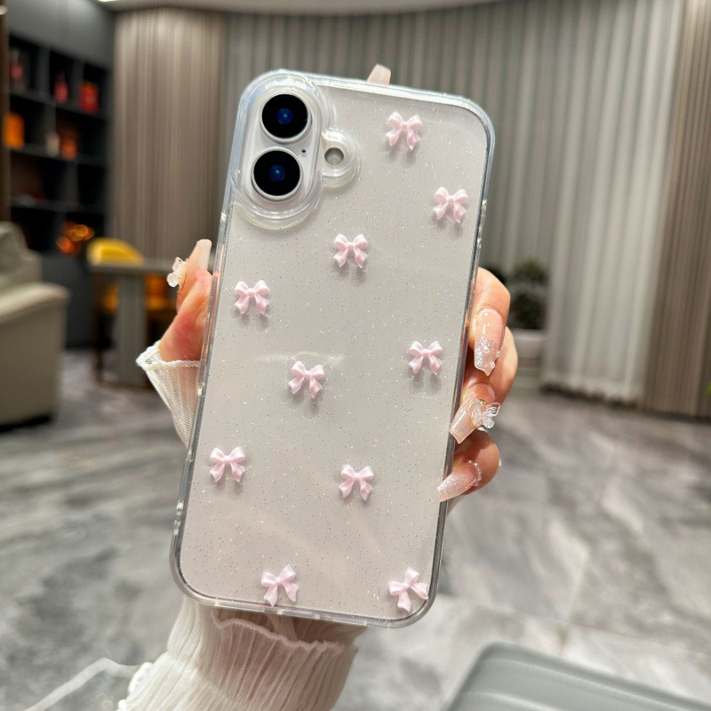 Uus sädeleva väikese lipsuga telefoniümbris, mis sobib Apple 16 iPhone 17 Pro 14 Pro Maxile, läbipaistev vaiguga