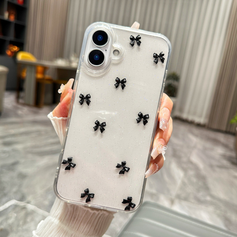 Uus sädeleva väikese lipsuga telefoniümbris, mis sobib Apple 16 iPhone 17 Pro 14 Pro Maxile, läbipaistev vaiguga