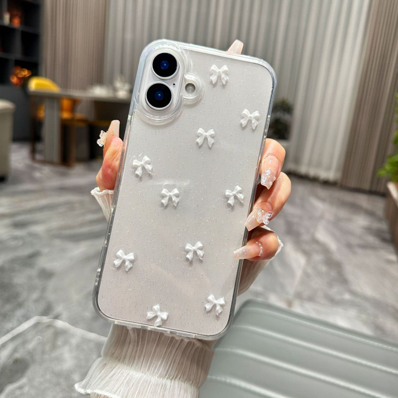 Uus sädeleva väikese lipsuga telefoniümbris, mis sobib Apple 16 iPhone 17 Pro 14 Pro Maxile, läbipaistev vaiguga