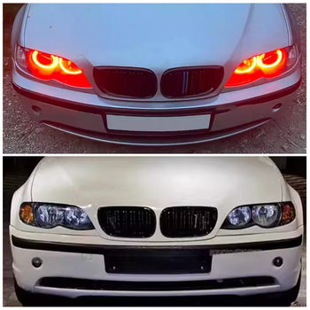 Κατάλληλο για BMW Σειρά 3 Τετράθυρο E46 Τροποποιημένη διπλή γραμμή σε φωτεινό μαύρο χρώμα Μπροστινή μάσκα τριών χρωμάτων Μάσκα με μοτίβο άνθρακα