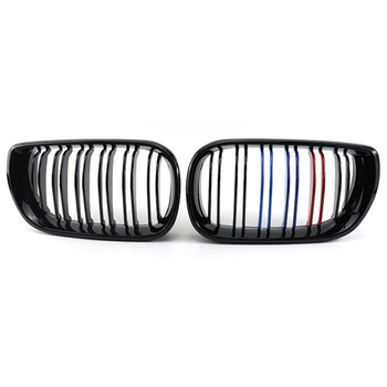 Κατάλληλο για BMW Σειρά 3 Τετράθυρο E46 Τροποποιημένη διπλή γραμμή σε φωτεινό μαύρο χρώμα Μπροστινή μάσκα τριών χρωμάτων Μάσκα με μοτίβο άνθρακα