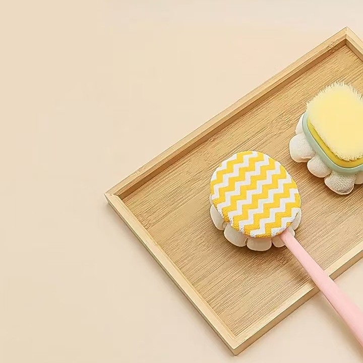 Скраб за баня с дълга дръжка, мощен ексфолиращ скраб за гръб, кърпа за баня за самостоятелно ползване за мъже и жени, двустранна четка за гръб