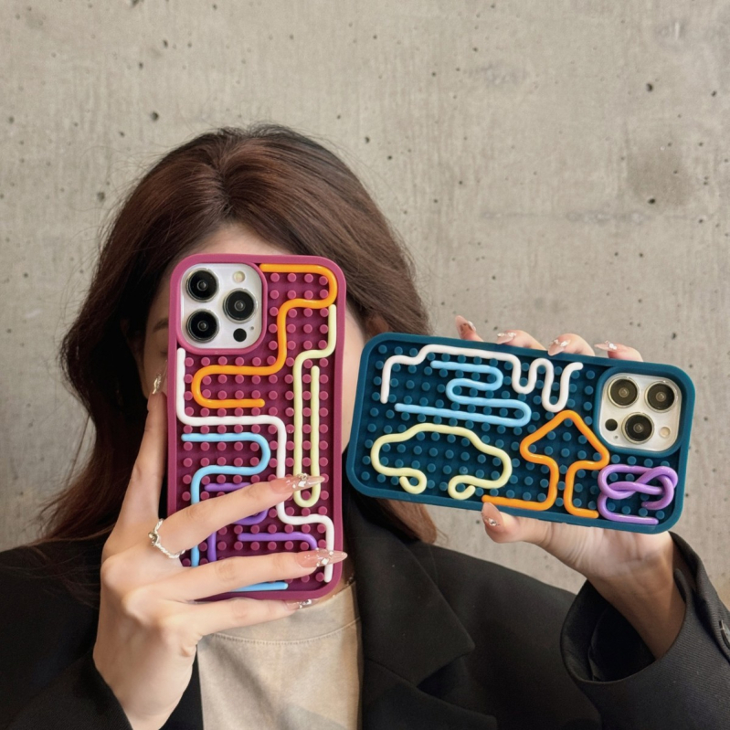 Silikónové puzdro na telefón s motívom puzzle pre iPhone 17 Pro Max 16, trojrozmerné, odolné voči pádu, 13/14, s plným krytím a 12 pre ženy