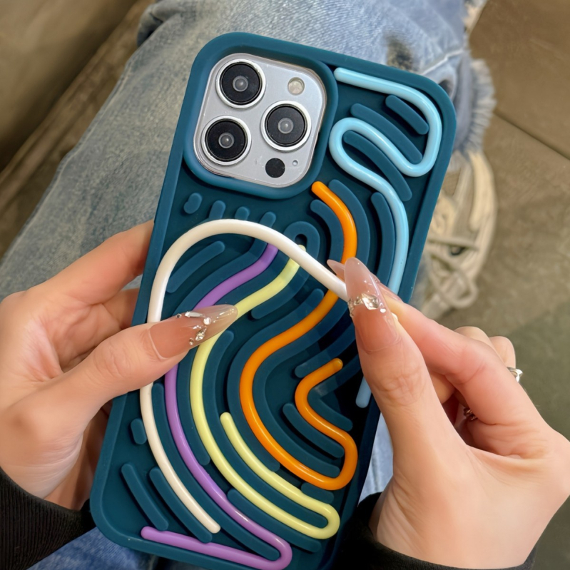 Silikónové puzdro na telefón s motívom puzzle pre iPhone 17 Pro Max 16, trojrozmerné, odolné voči pádu, 13/14, s plným krytím a 12 pre ženy