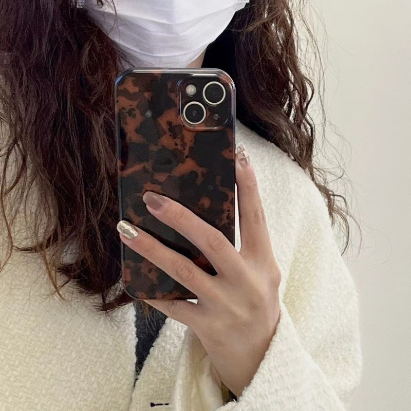 Európske a americké personalizované puzdro na mobilný telefón s jantárovou leopardovou potlačou pre iPhone 16, vhodné pre Apple 15, Promax 11/12, all inclusive 13/14