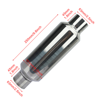 Pārrobežu automašīnu nerūsējošā tērauda izplūdes caurule modificēta aksesuāru trokšņa slāpētāja taisnas rindas spilgti sudraba dekoratīvā trokšņa slāpētāja universālā