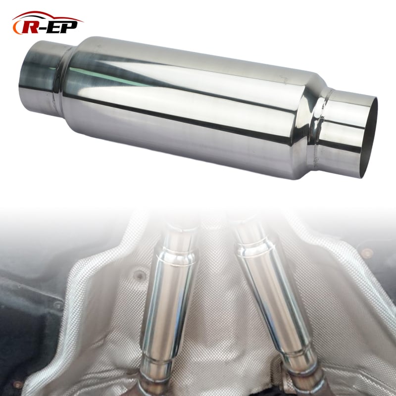 Țeavă de eșapament din oțel inoxidabil pentru automobile transfrontaliere, accesorii modificate, tobă de eșapament, rând drept, tobă de eșapament decorativă argintie strălucitoare, universală