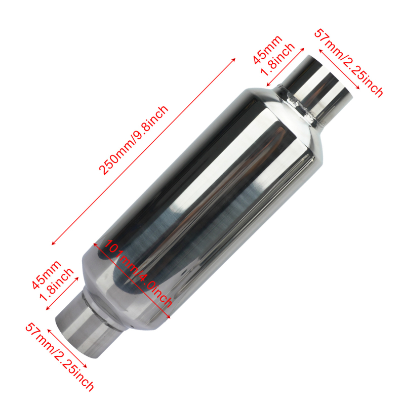 Pārrobežu automašīnu nerūsējošā tērauda izplūdes caurule modificēta aksesuāru trokšņa slāpētāja taisnas rindas spilgti sudraba dekoratīvā trokšņa slāpētāja universālā
