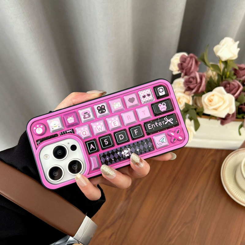 Carcasă de tastatură tridimensională pentru telefonul mobil Apple 16Pro, culoare gofrată mată, iPhone 15, marca de modă xiaoxiang