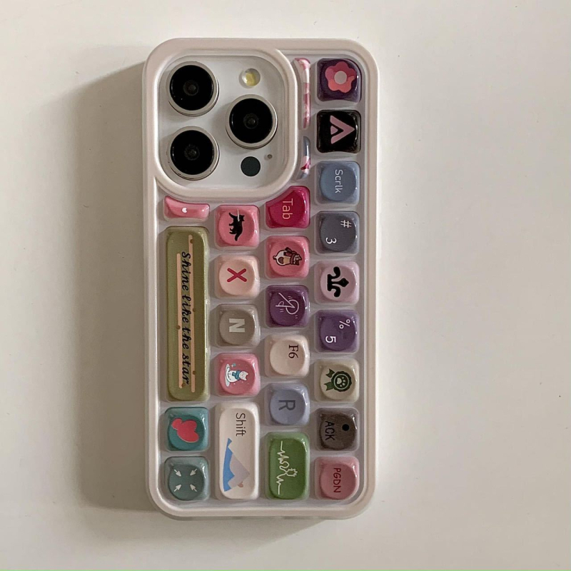 Kolmemõõtmeline klaviatuurikate Apple 16Pro mobiiltelefoni ümbrisele, matt reljeefne värv, iPhone15, xiaoxiang moebränd