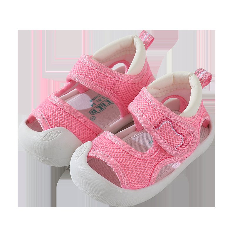 Бебешки сандали за малки деца, мъжки летни, с мека подметка, неплъзгащи се, 0-3-годишни, дамски, бебешки, мрежести, не могат да изпуснат, противосблъсъчни, пролетни обувки през граница