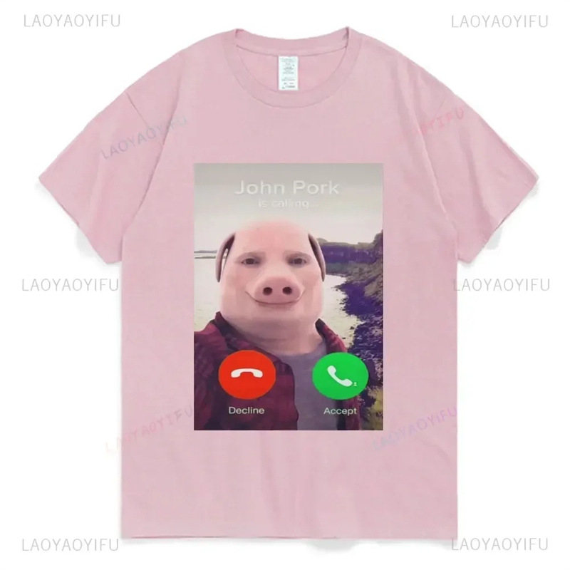 Тениска John T с къс ръкав, забавна тениска Street Yes, дамска мода, летен принт, ежедневна, Pork Calling · подарък