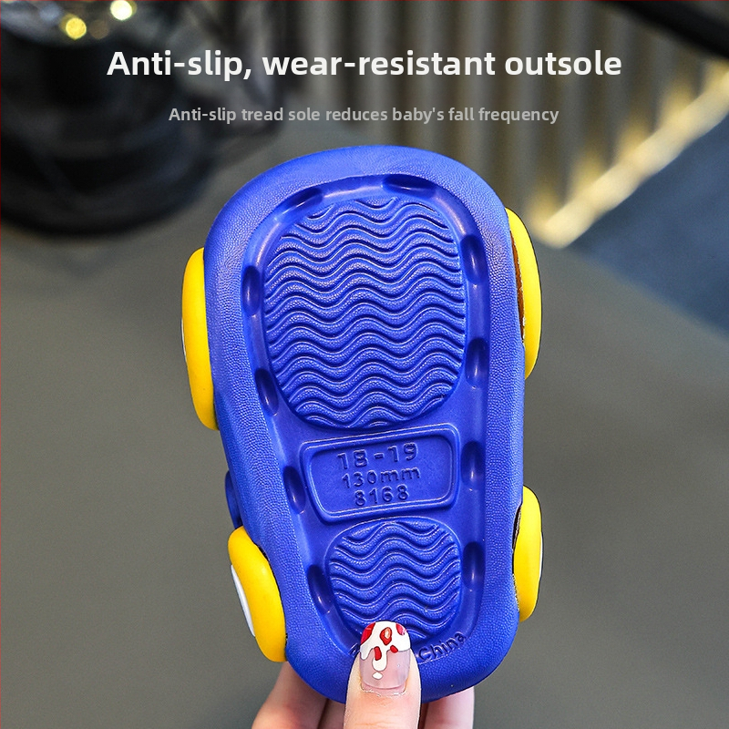 Детски обувки Croc, летни, за бебета 1-3 години, 2 бебета, неплъзгащи се, момчета и момичета, детски, Baotou, светещи пантофи с кола