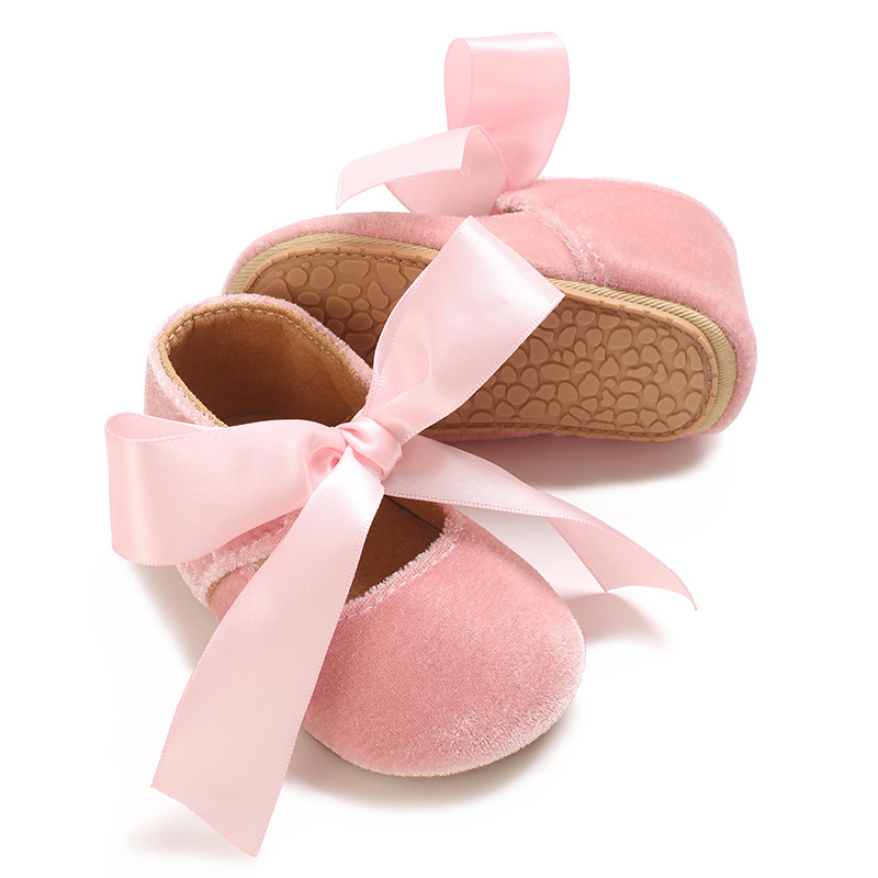 Сладки бебешки обувки Ma Lizhen Princess за 0-1 година, PU, с голяма панделка и декоративни меки обувки за ходене