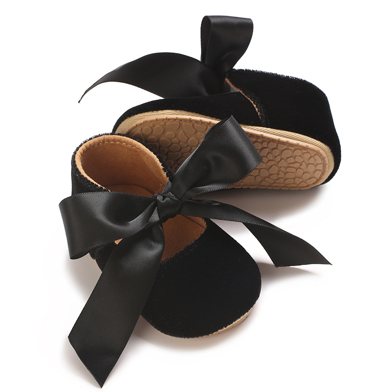 Сладки бебешки обувки Ma Lizhen Princess за 0-1 година, PU, с голяма панделка и декоративни меки обувки за ходене