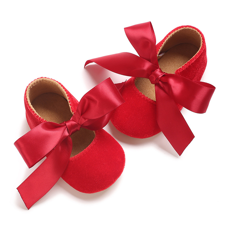 Сладки бебешки обувки Ma Lizhen Princess за 0-1 година, PU, с голяма панделка и декоративни меки обувки за ходене