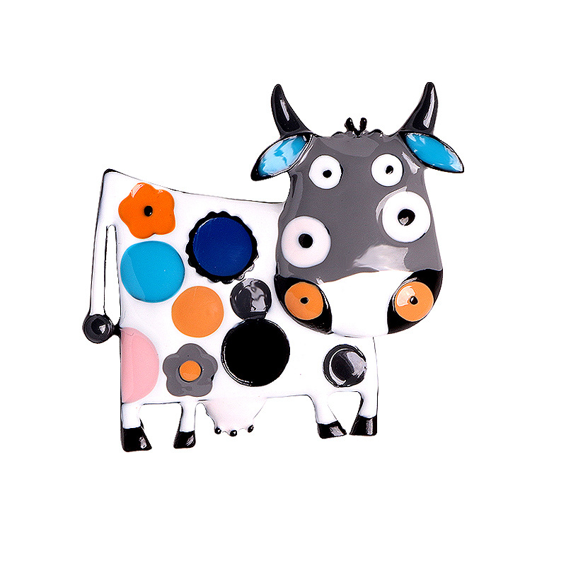 Καρφίτσα αγελάδας με διασυνοριακή γραμμή, καρφίτσα από κράμα αλουμινίου με σταγόνα λαδιού, καρφίτσα κινουμένων σχεδίων με χαριτωμένο στρας, καρφίτσα υψηλής ποιότητας