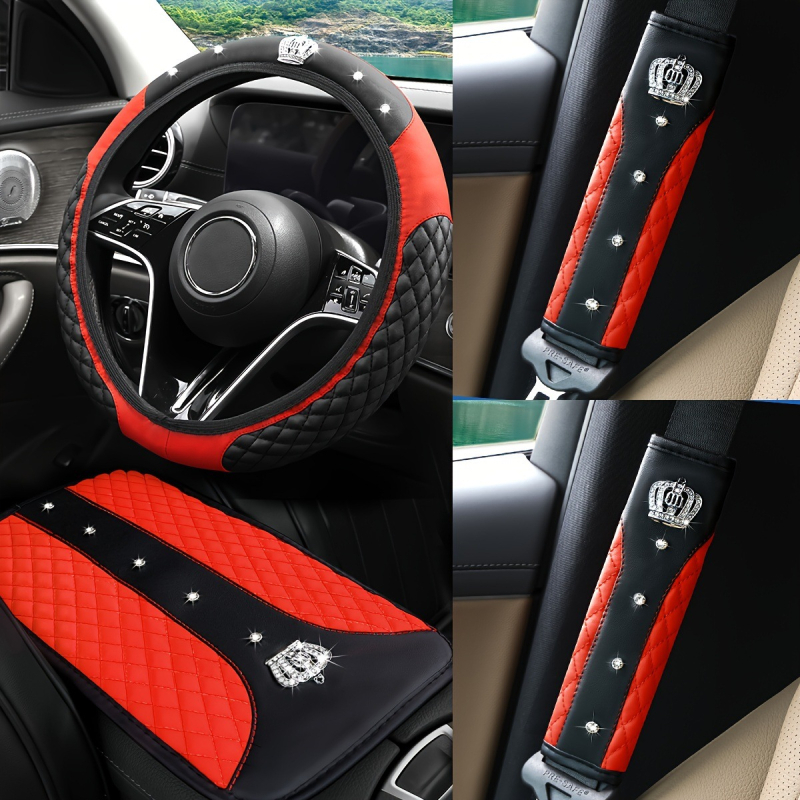 Set volana za automobil s dijamantnom krunom, jastučić za ramena, kutija za naslon za ruke, četverodijelni visokokvalitetni prekogranični eksplozijski veleprodajni...