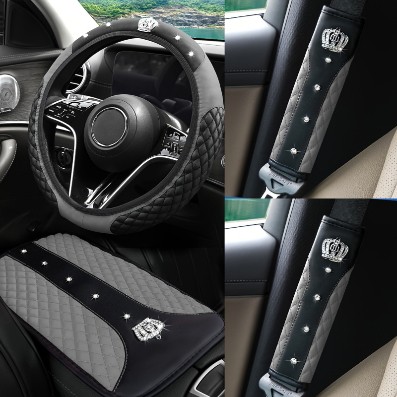 Set volana za automobil s dijamantnom krunom, jastučić za ramena, kutija za naslon za ruke, četverodijelni visokokvalitetni prekogranični eksplozijski veleprodajni...