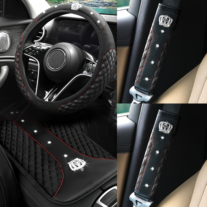 Set volana za automobil s dijamantnom krunom, jastučić za ramena, kutija za naslon za ruke, četverodijelni visokokvalitetni prekogranični eksplozijski veleprodajni...