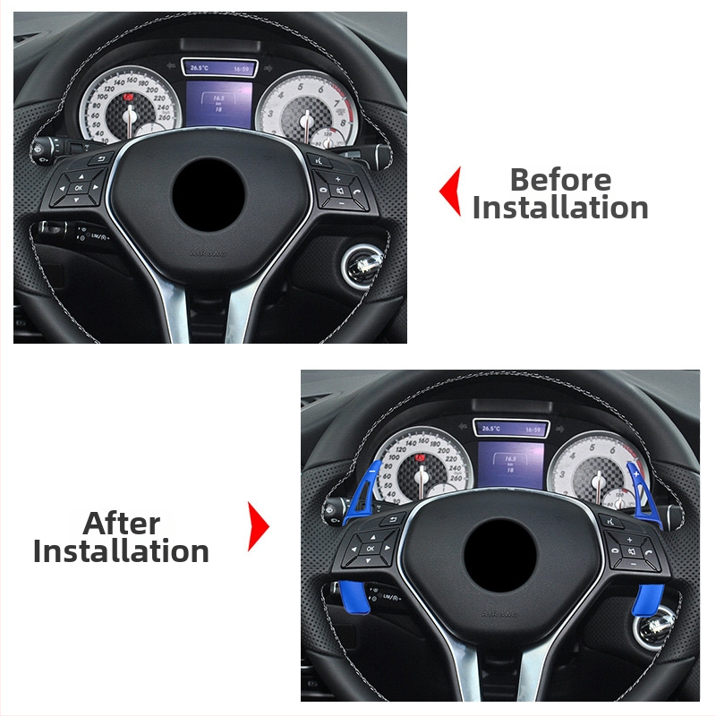 Vhodné pre Mercedes-Benz, predĺžené radiace páčky na volante z hliníkovej zliatiny, upravené páčky radenia, nášivky pre interiérové diely