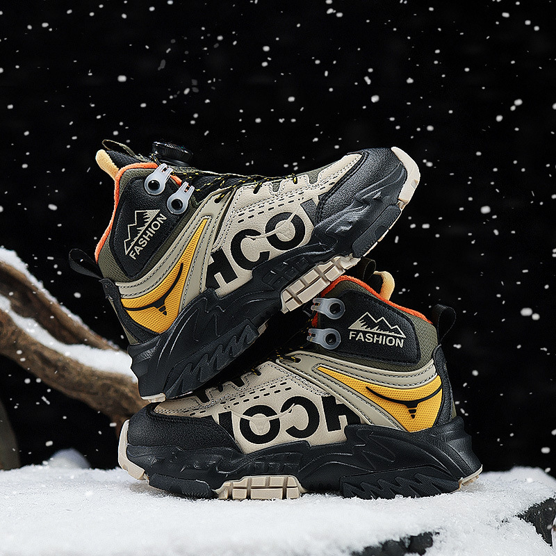 Bērnu kokvilnas zābaki Ziemas jauni zēnu sniega zābaki ar vilnas oderi Silti sieviešu ziemas apavi Ziemeļaustrumu aukstumizturīgi āra kokvilnas apavi