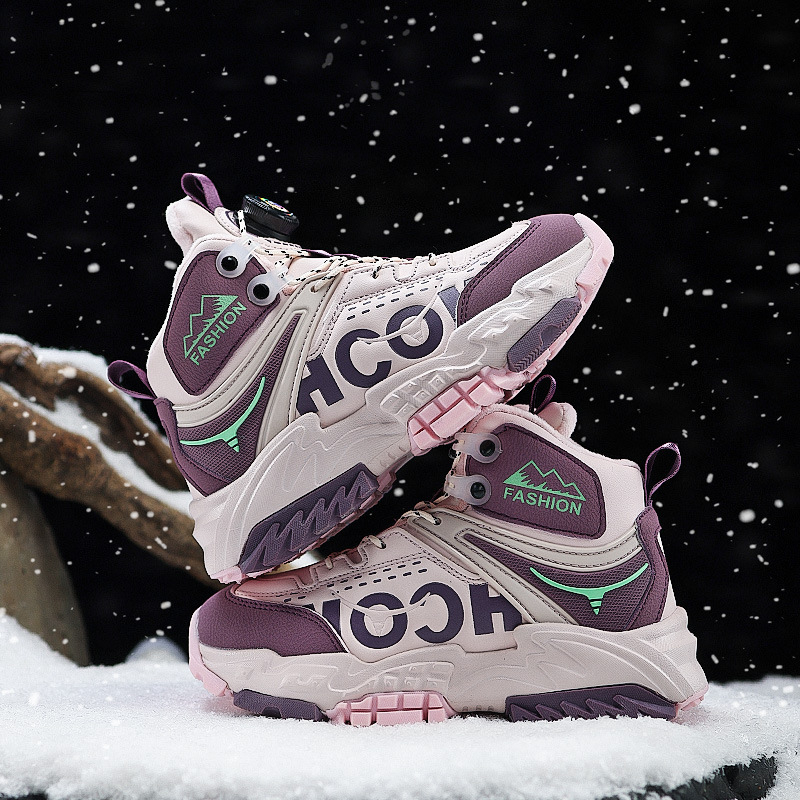 Bērnu kokvilnas zābaki Ziemas jauni zēnu sniega zābaki ar vilnas oderi Silti sieviešu ziemas apavi Ziemeļaustrumu aukstumizturīgi āra kokvilnas apavi